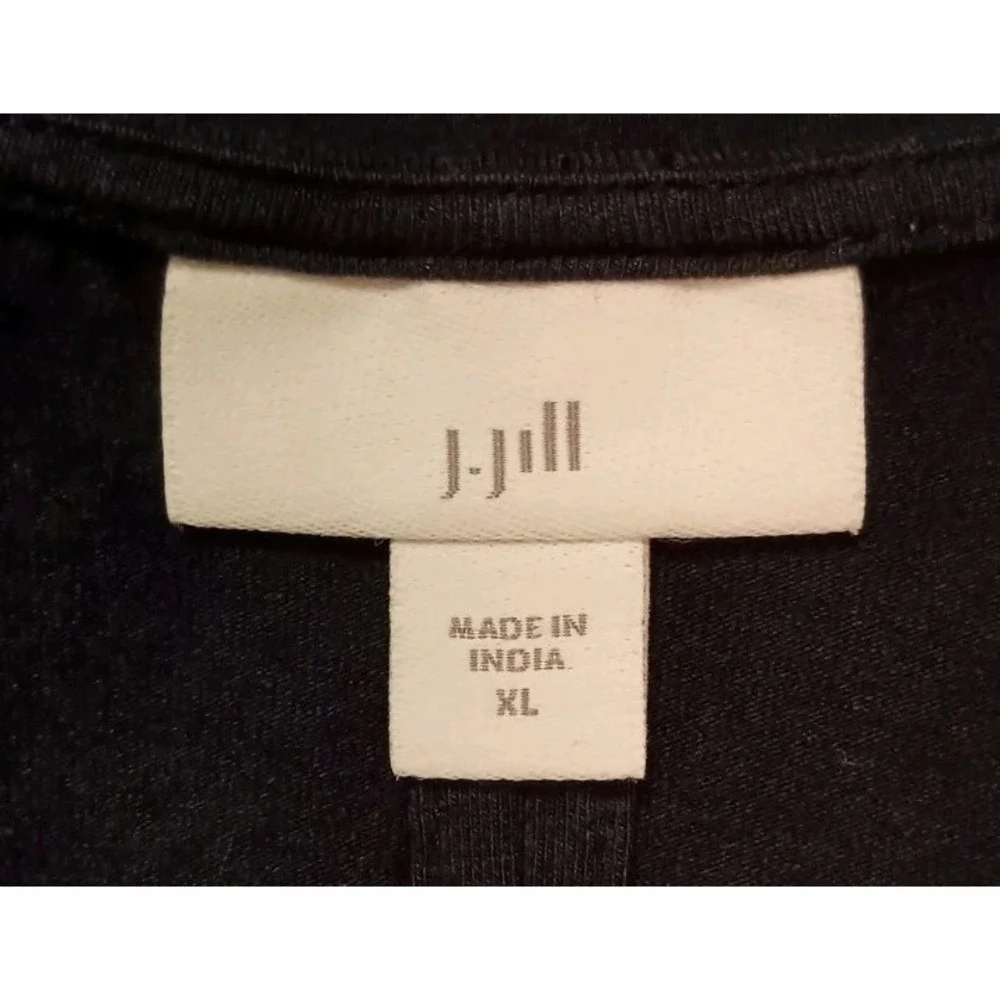 J.Jill XL Navy Knit Midi Dress Soft Subtle Puff Sleeve Pockets Soft Casual